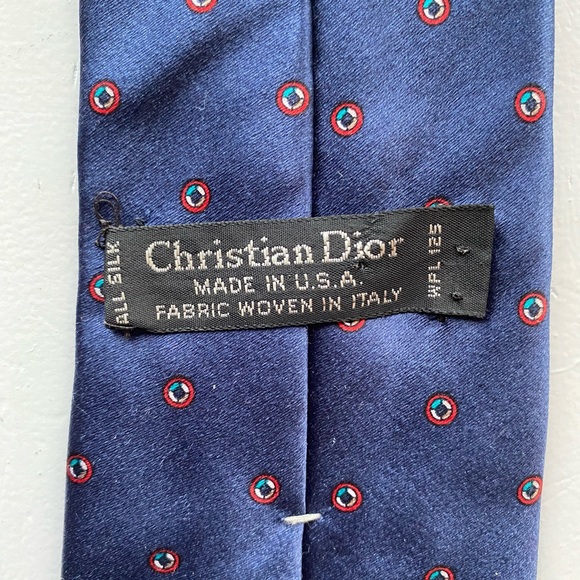Christian Dior Silk Blue and Red Dot NeckTie - Picture 5 of 6